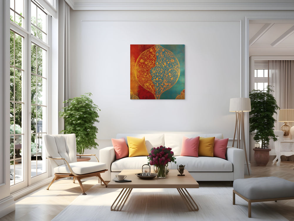 Harmony of Two Worlds – Mughal Inspired Abstract Floral Canvas Art — view 7