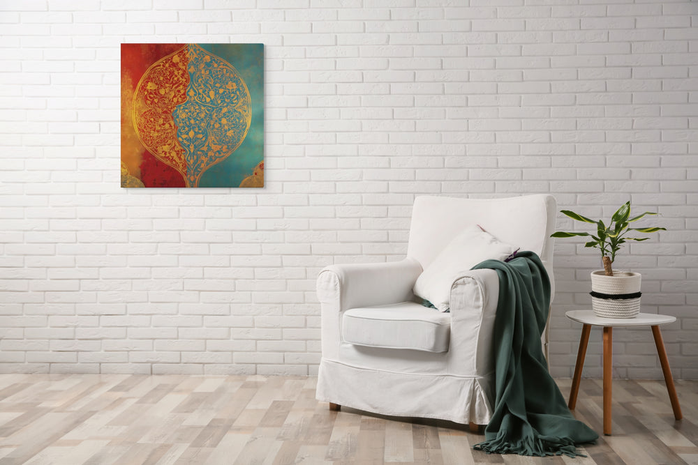 Harmony of Two Worlds – Mughal Inspired Abstract Floral Canvas Art — view 9
