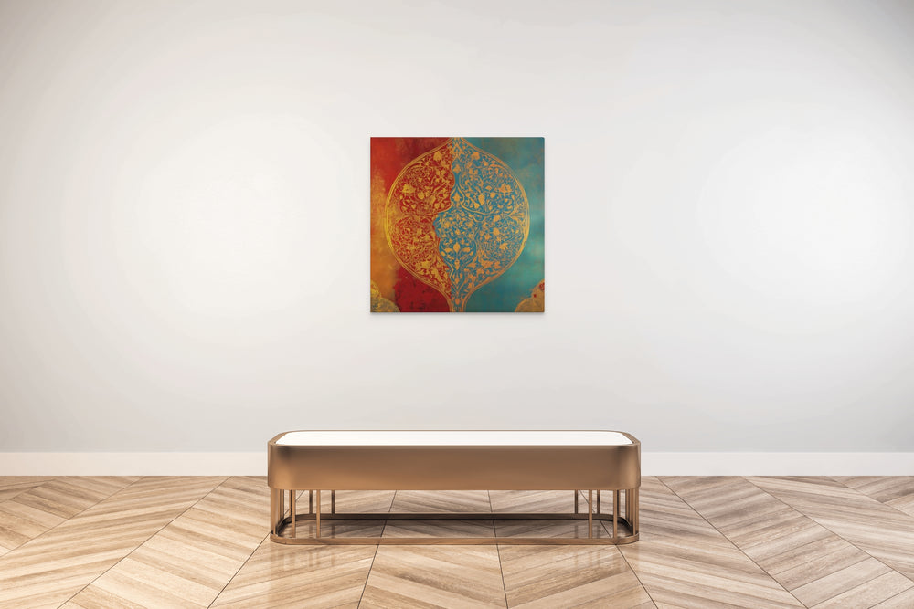 Harmony of Two Worlds – Mughal Inspired Abstract Floral Canvas Art — view 10