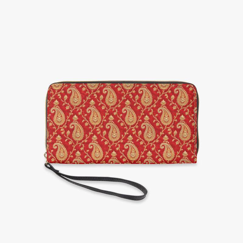 Zari Buti — Red & Gold Wristlet Clutch Wallet