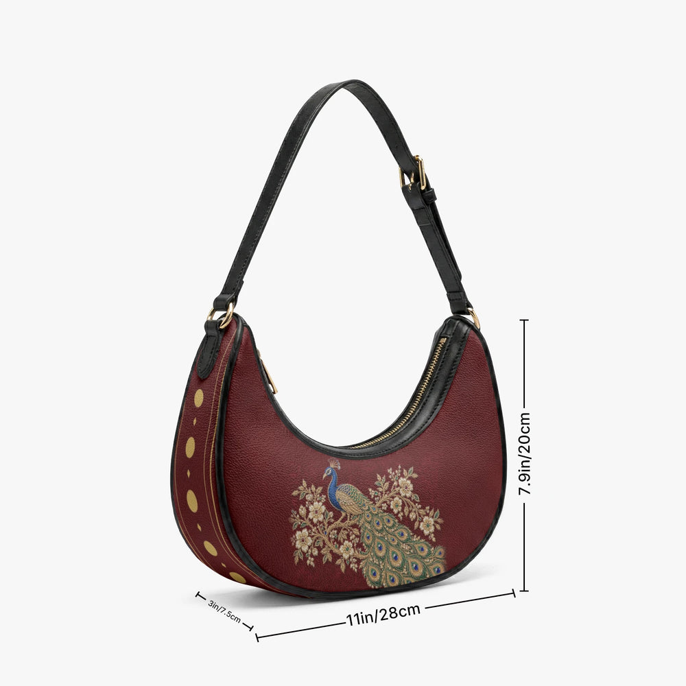 Zardozi Peacock — Maroon & Gold Crescent Shoulder Bag — view 10