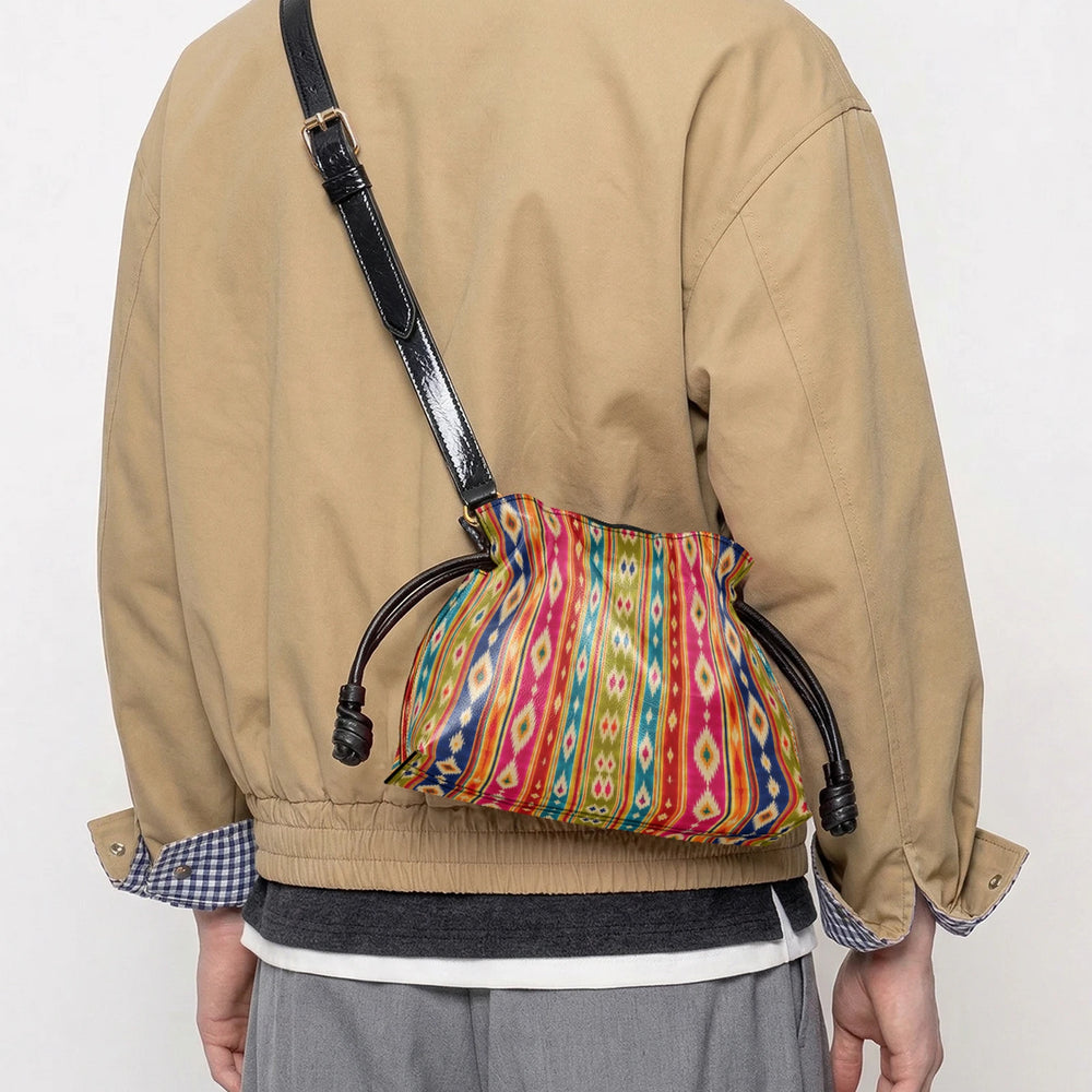 Mashru Ikat — Multicolour Stripe Drawstring Pouch Bag — view 9