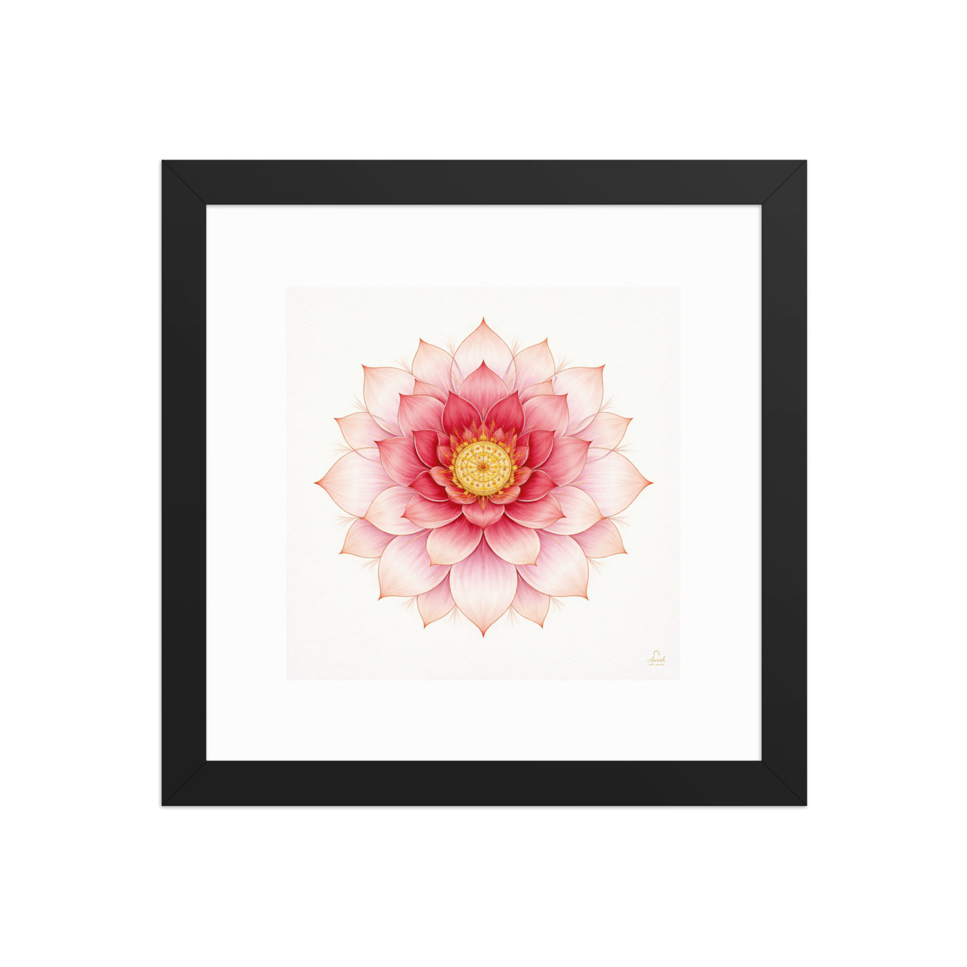 Rosette of Noor – Mughal Lotus Mandala Canvas in Pink and Gold — view 4