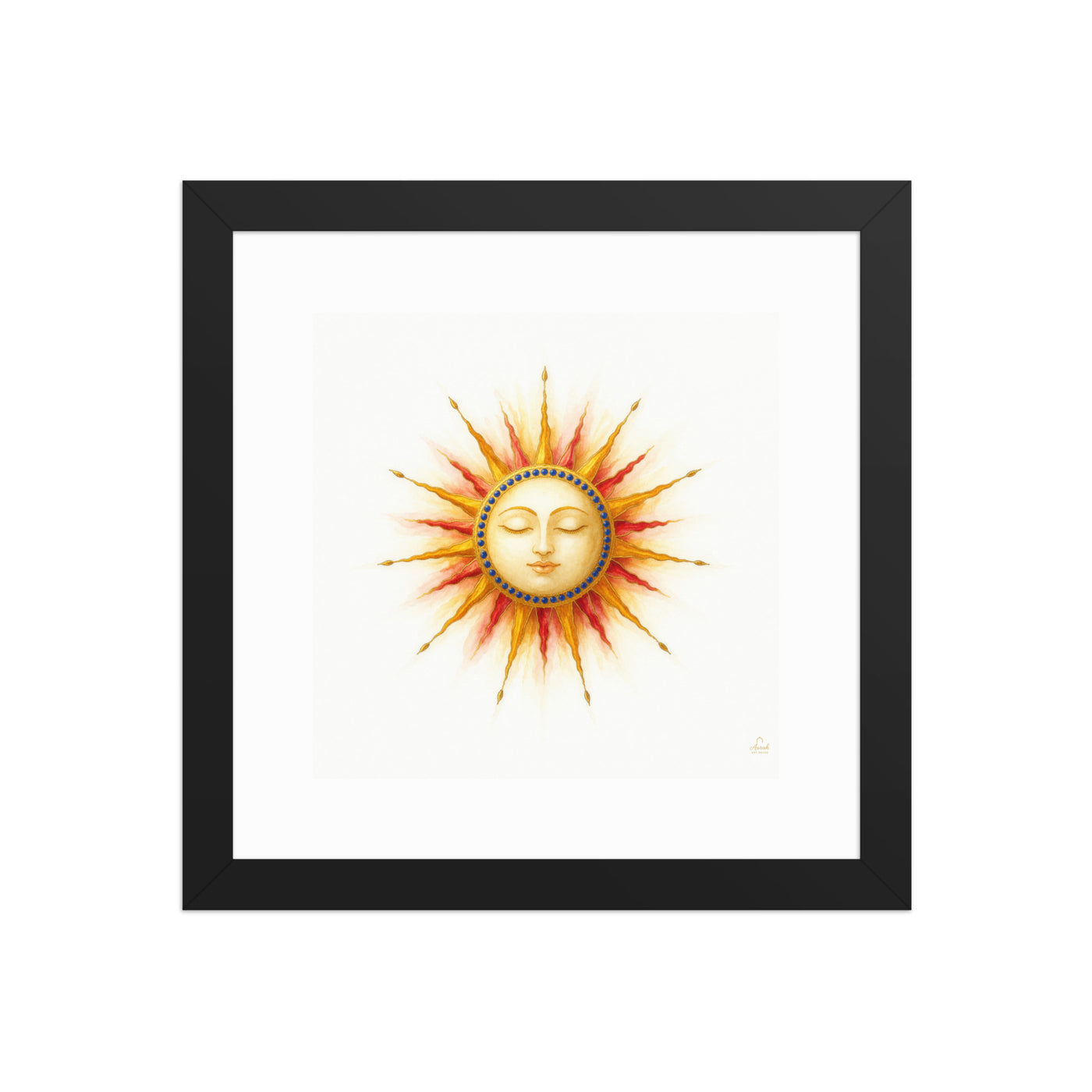 Mughal Celestial Sun Face Canvas Art – Golden Cosmic Wall Decor — view 1