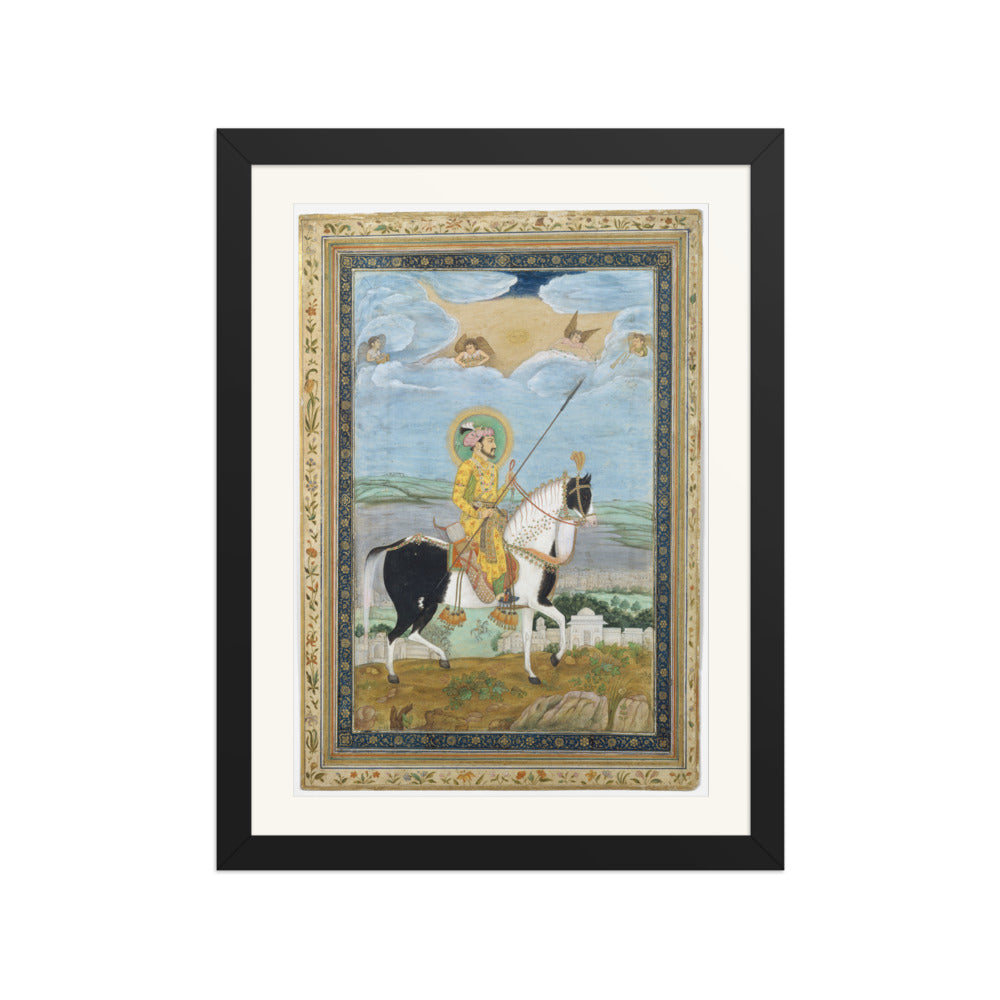 Portrait of Shah Jahan on Horseback | Restored Mughal Wall Art — view 2