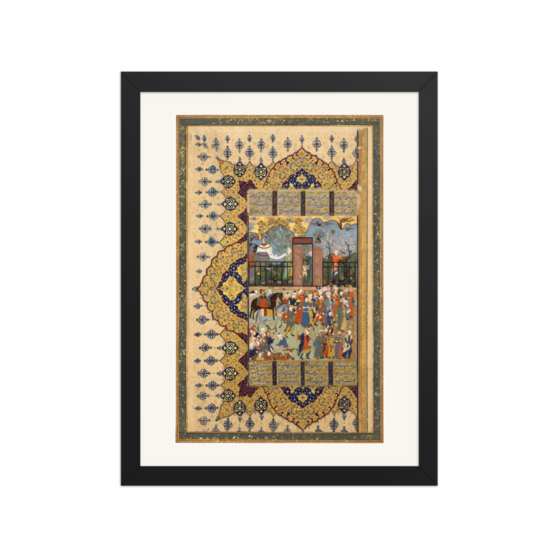 King Luhrasp Ascends the Throne — Shiraz Shahnama | Restored Persian Wall Art