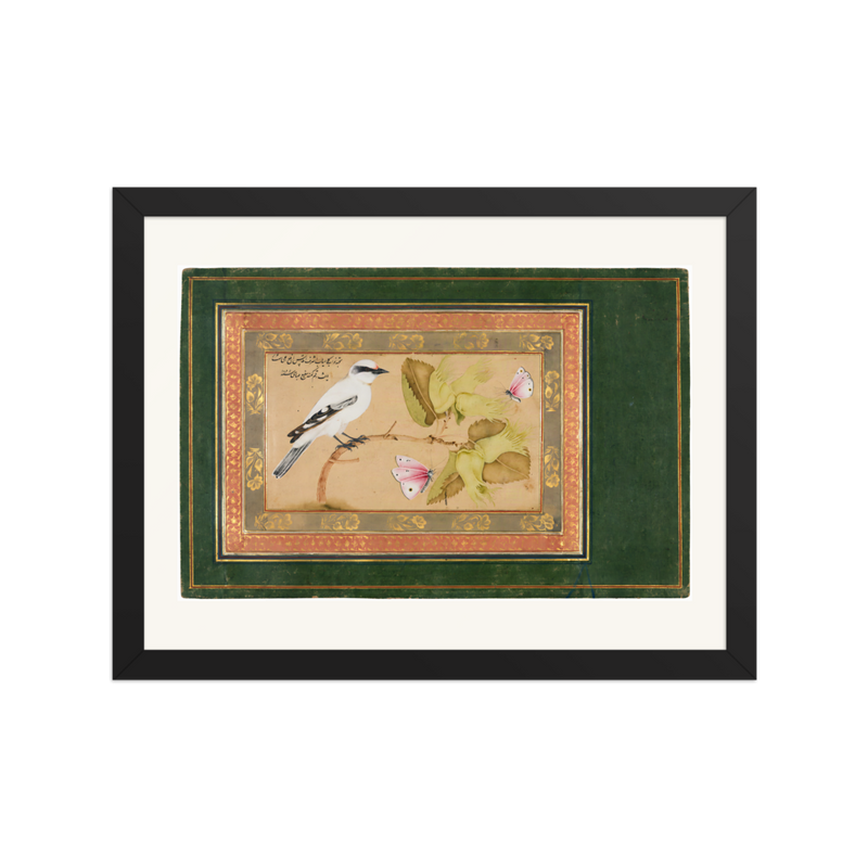 Bird on a Flowering Shrub — Isfahan, 1651 | Restored Persian Wall Art