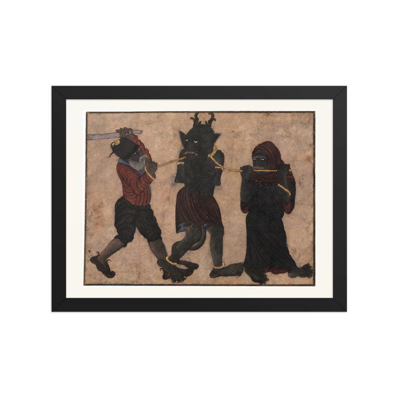 Demon in Chains — Timurid Album Leaf | Restored Persian Wall Art