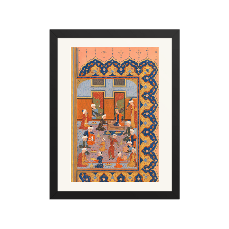 A Scene of Conviviality at Court — Divan of Mir 'Ali Shir | Restored Persian Wall Art