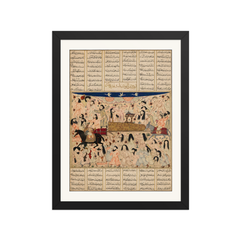 The Funeral of Isfandiyar — Shahnama, Tabriz 1330s | Restored Persian Wall Art