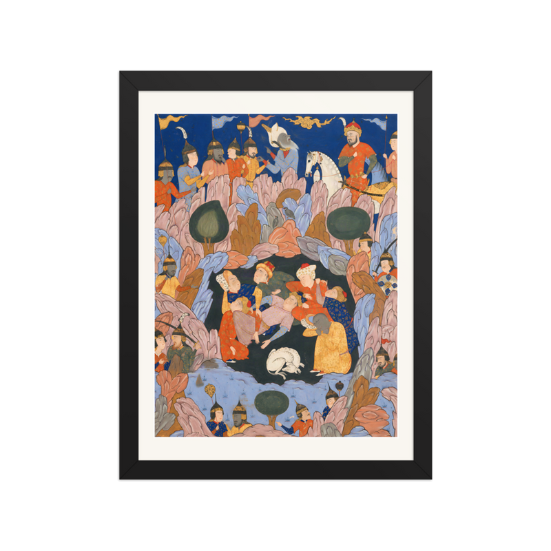 The Seven Sleepers of Ephesus — Falnama | Restored Persian Wall Art