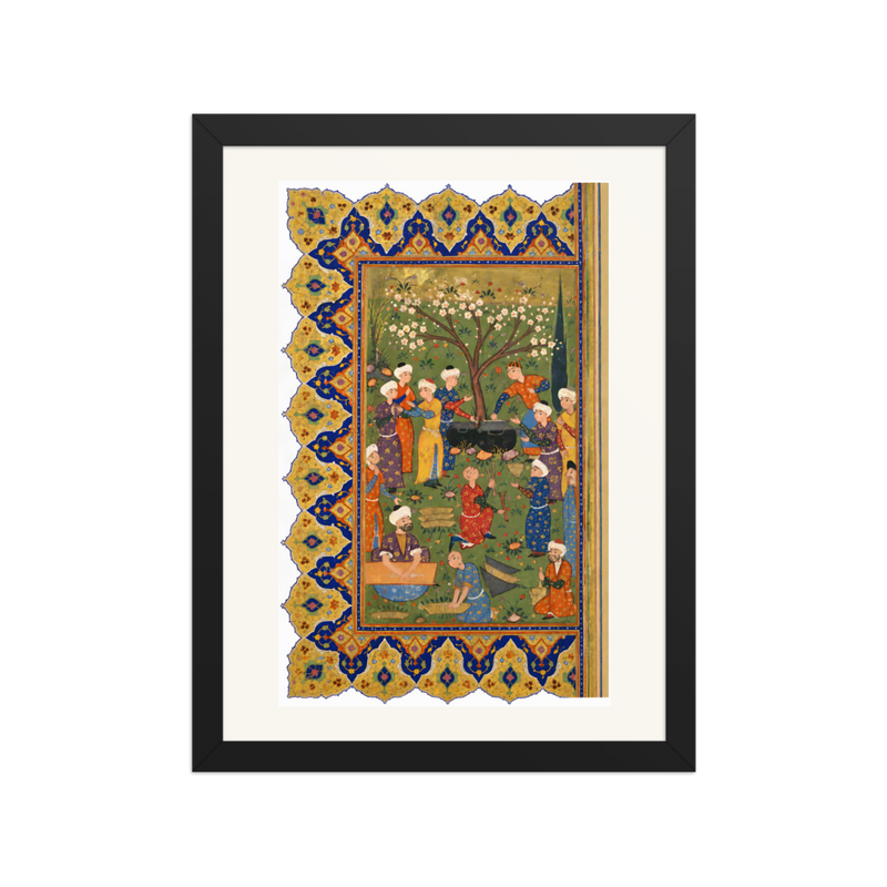 Preparation for a Noon-Day Meal — Divan of Mir 'Ali Shir | Restored Persian Wall Art