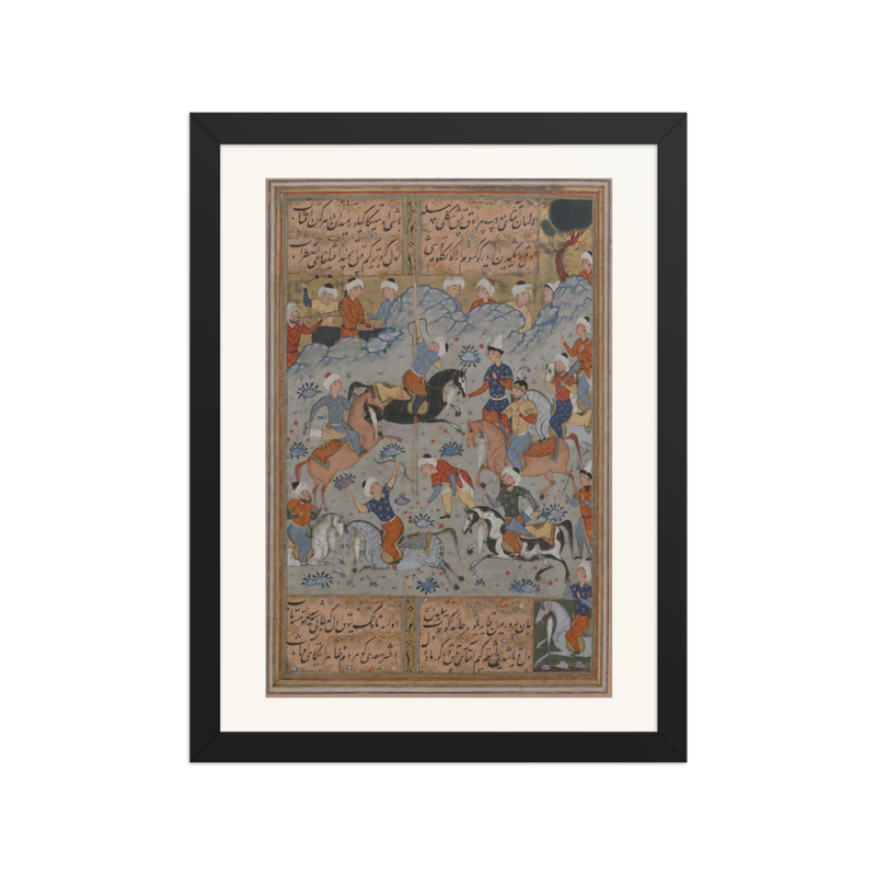 A Contest of Archery on Horseback — Safavid Divan | Restored Persian Wall Art