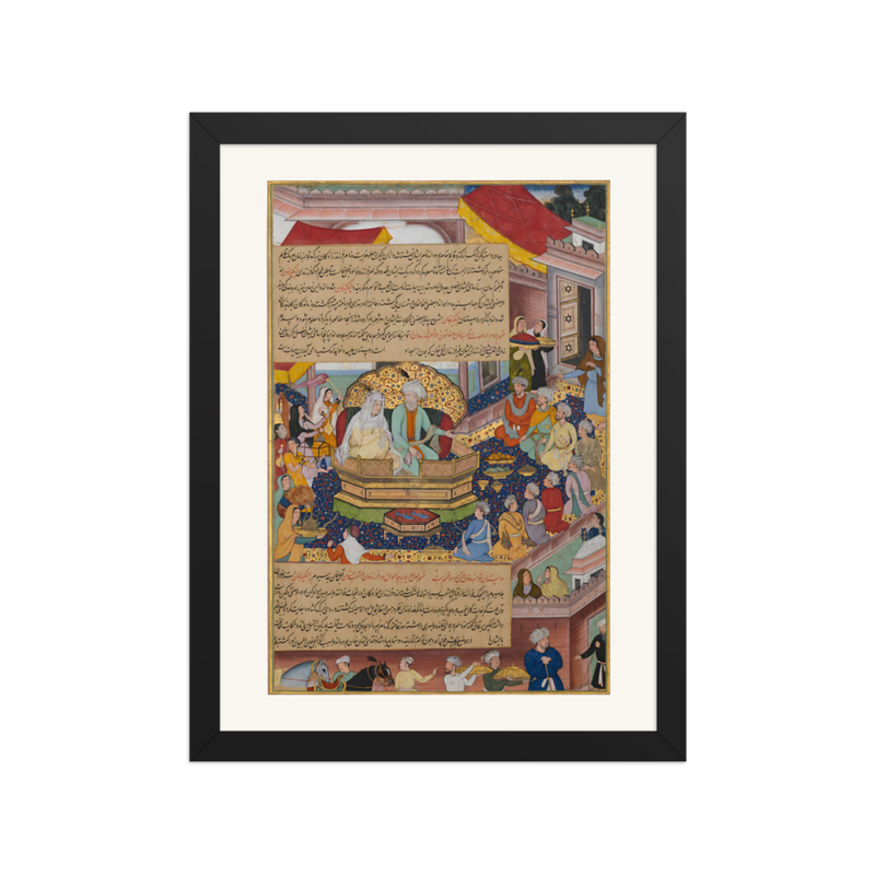 Tumanba Khan, His Wife and His Nine Sons — Chingiznama | Restored Mughal Wall Art