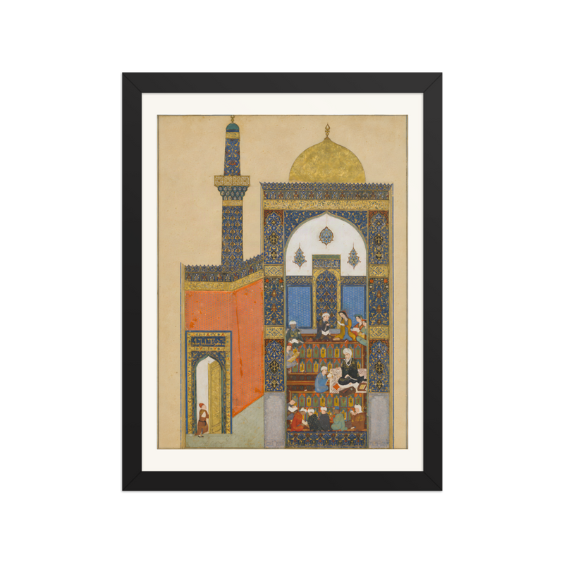 Laila and Majnun at School — Khamsa of Nizami, Herat 1432 | Restored Persian Wall Art