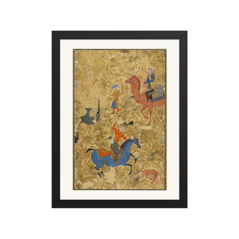 Bahram Gur and Azada — Safavid Shahnama | Restored Persian Wall Art
