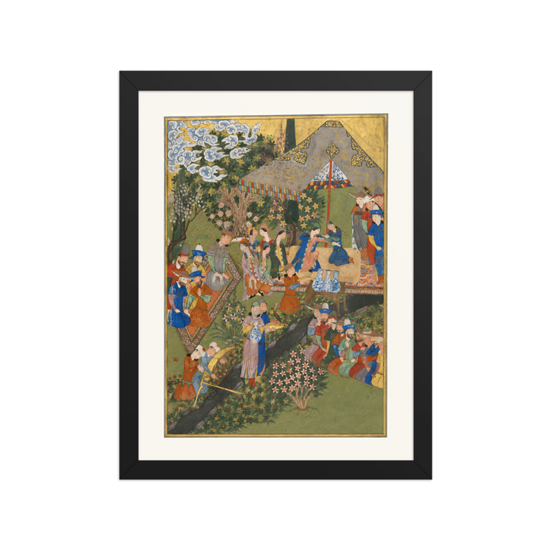 Royal Reception in a Landscape — Shiraz, 1444 (Right Panel) | Restored Persian Wall Art