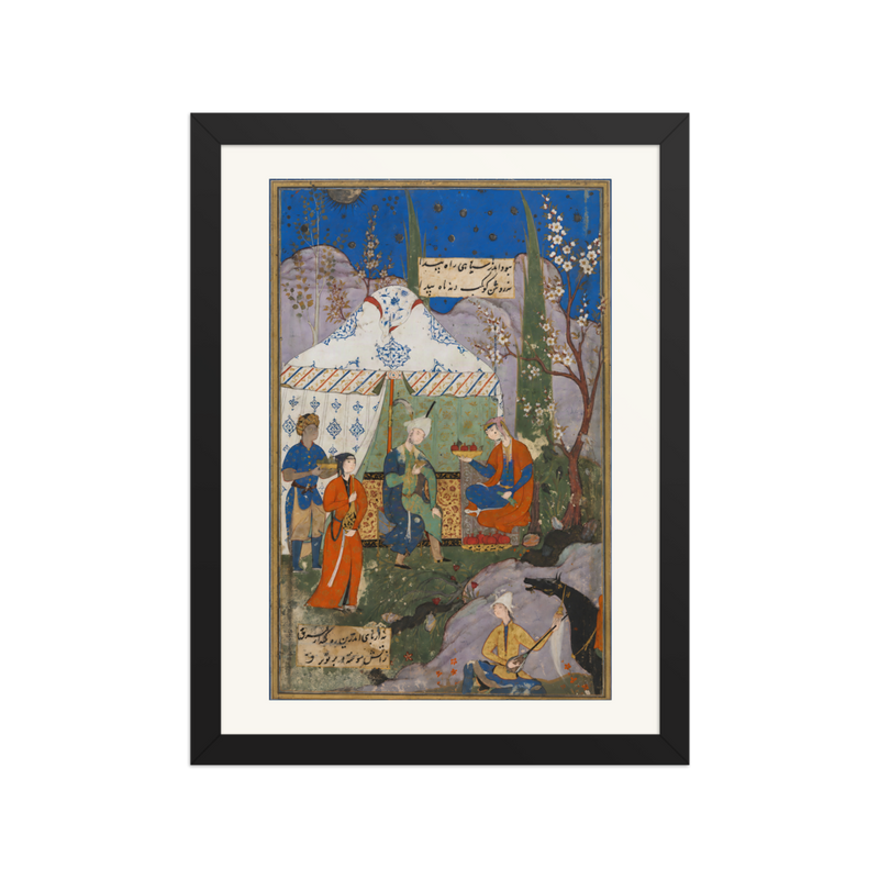 Khusrau and Shirin in the Meadow — Safavid Shiraz | Restored Persian Wall Art