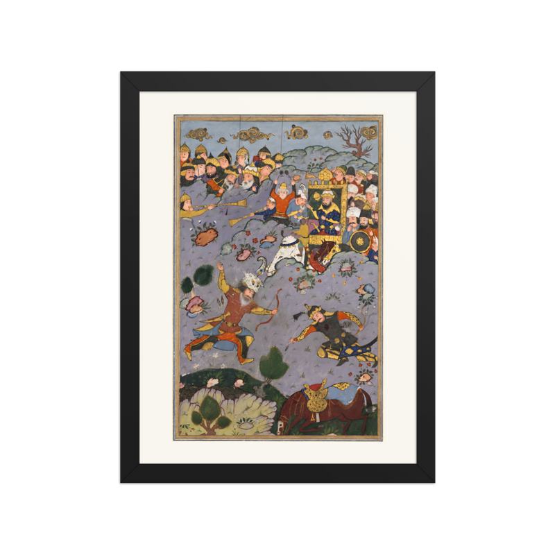 Rustam Shoots Ashkabus — Shiraz Shahnama | Restored Persian Wall Art