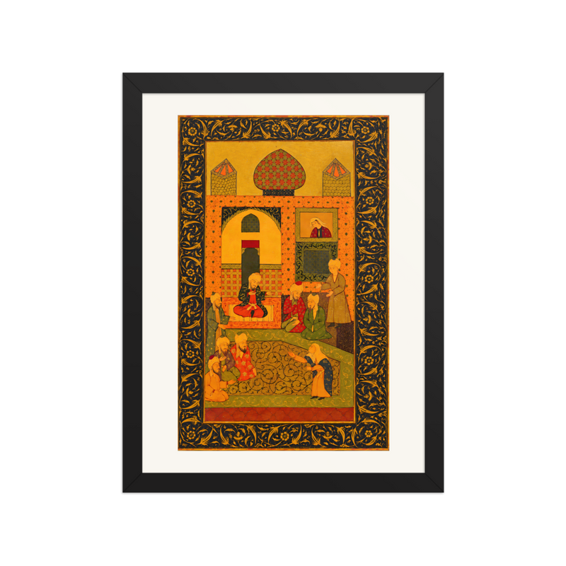 Garden Reception — Lacquer Binding, Herat 1499