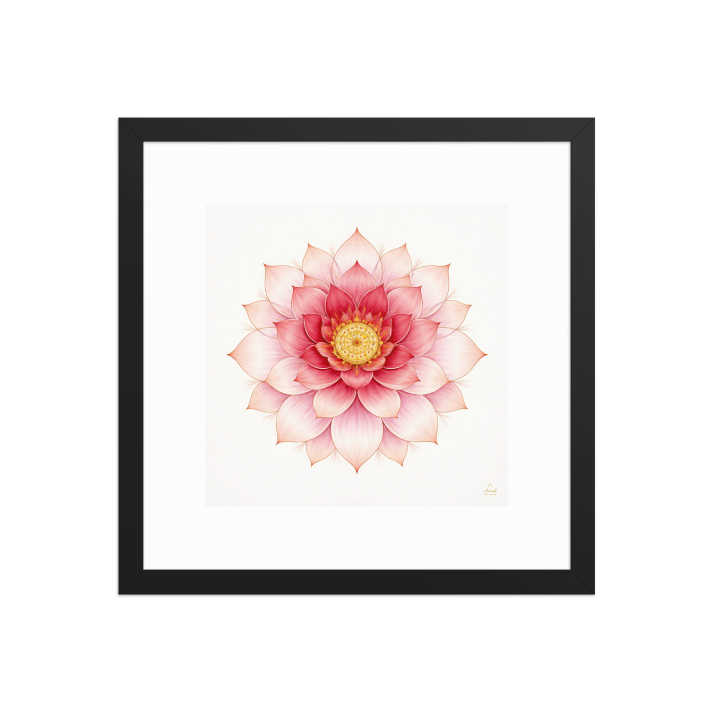 Rosette of Noor – Mughal Lotus Mandala Canvas in Pink and Gold — view 7