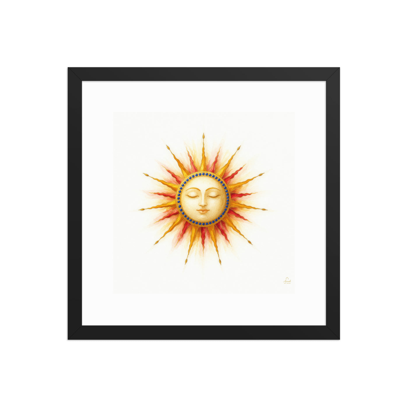 Mughal Celestial Sun Face Canvas Art – Golden Cosmic Wall Decor — view 4