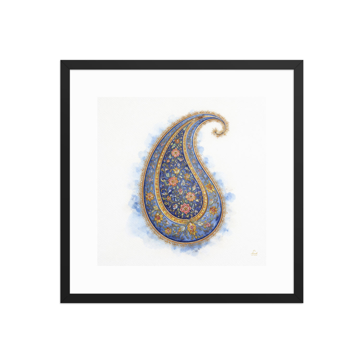 Boteh Paisley Mughal Wall Art | Persian Inspired Floral Print for Elegant Home Decor — view 2