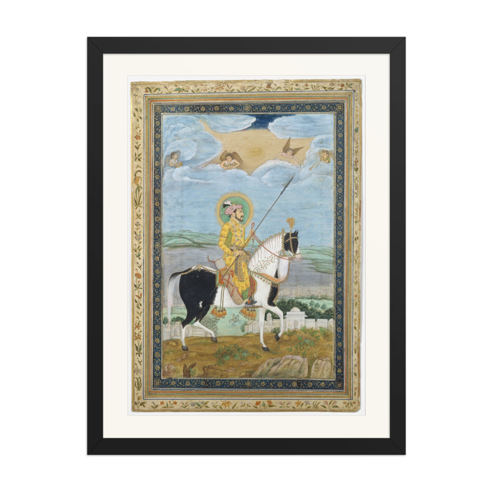 Portrait of Shah Jahan on Horseback | Restored Mughal Wall Art — view 1