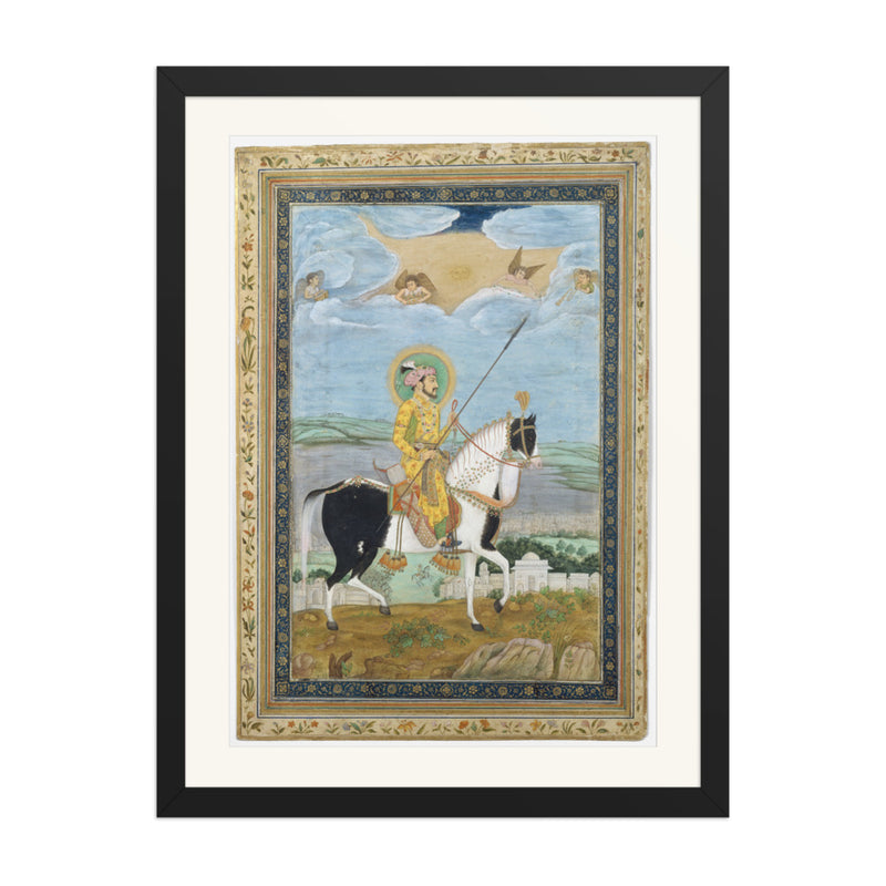 Portrait of Shah Jahan on Horseback | Restored Mughal Wall Art