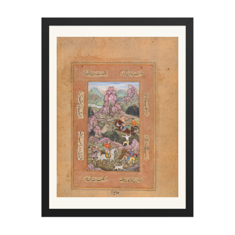 Prince Salim's Lion Hunt at Allahabad – Attributed to Muhammad Sharif, c. 1600 – Restored Mughal Wall Art