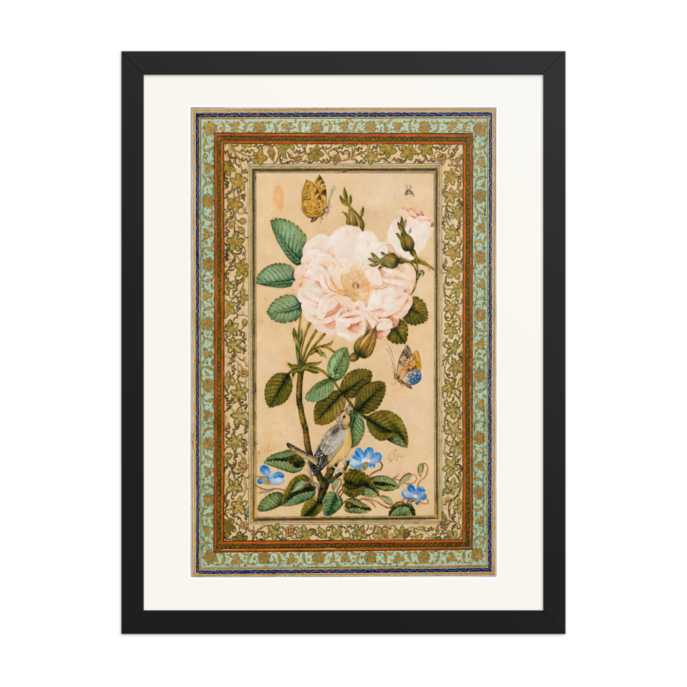 Gul-o Bulbul — A Bird in a Rose Bush | Restored Qajar Painting — view 4