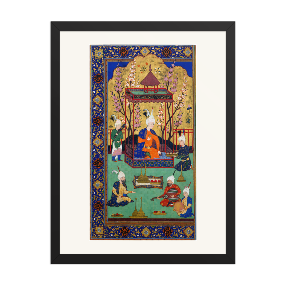 Prince in a Garden Courtyard — Tabriz, 1525 | Restored Persian Wall Art — view 4