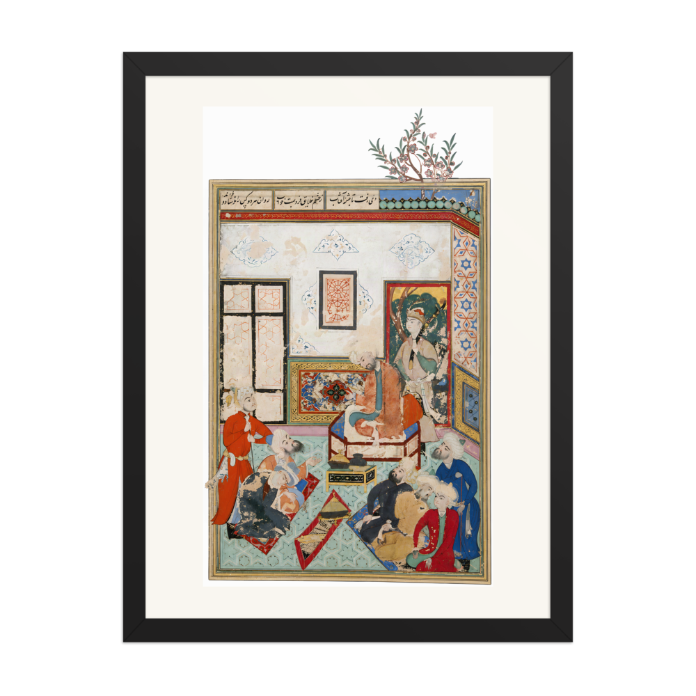 King Salih of Syria Entertaining Two Dervishes — Bustan of Sa'di | Restored Persian Wall Art — view 4