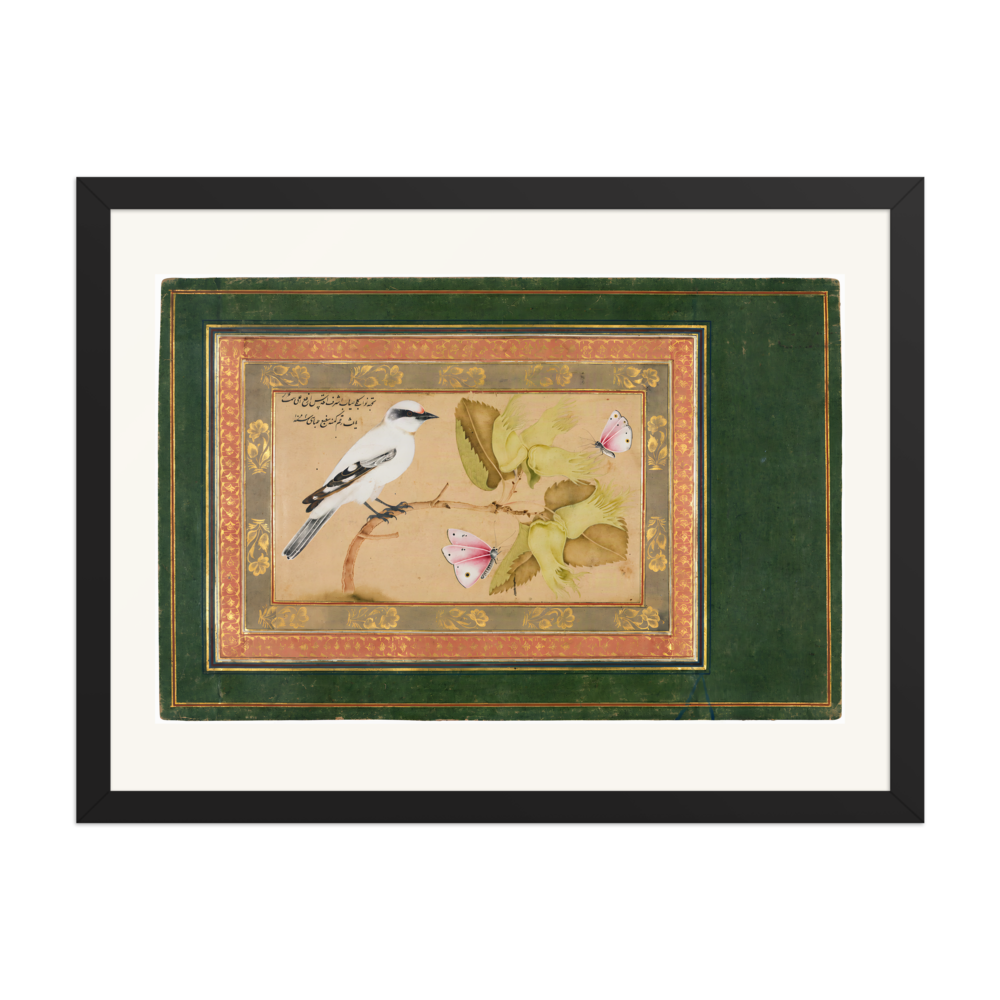 Bird on a Flowering Shrub — Isfahan, 1651 | Restored Persian Wall Art — view 4