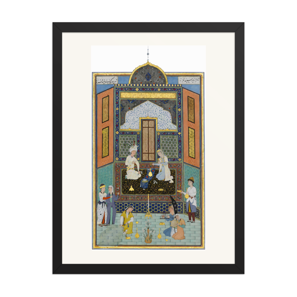 Bahram Gur in the White Palace on Friday — Herat, 1525 | Restored Persian Wall Art — view 4