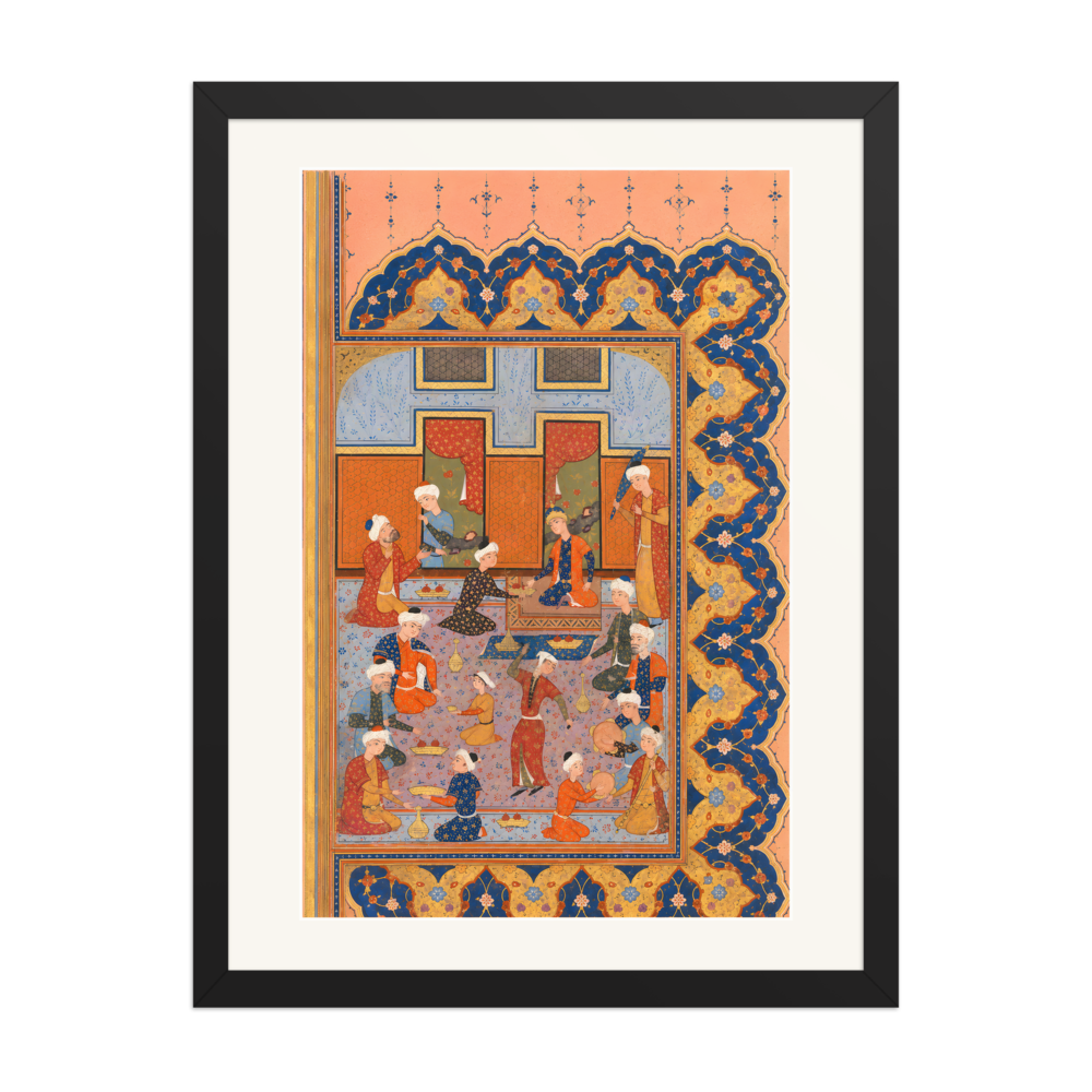 A Scene of Conviviality at Court — Divan of Mir 'Ali Shir | Restored Persian Wall Art — view 4