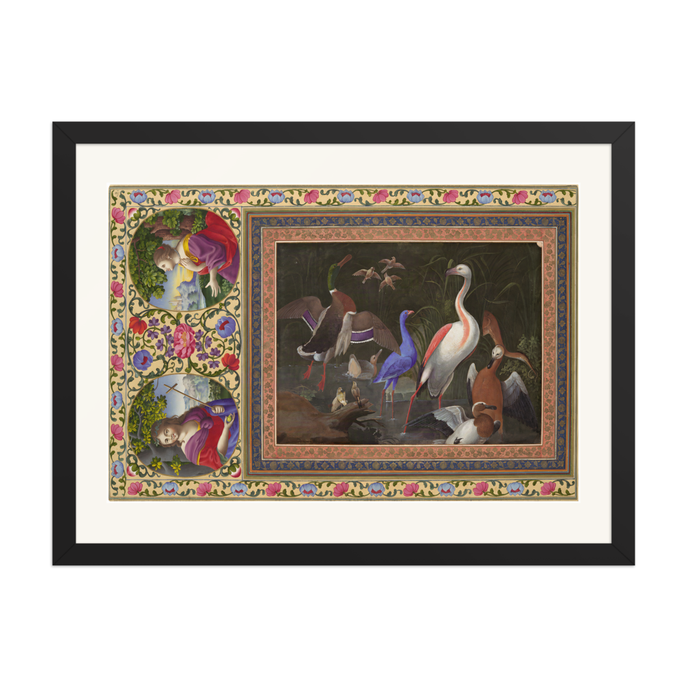 Aquatic Birds at a Pool — Davis Album | Restored Persian Wall Art — view 4