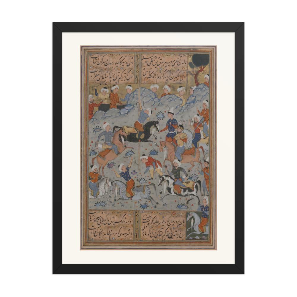 A Contest of Archery on Horseback — Safavid Divan | Restored Persian Wall Art — view 4