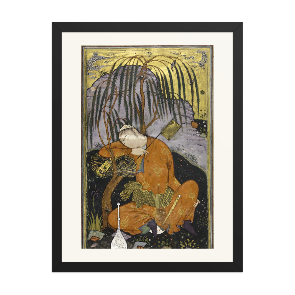 Sleeping Youth beneath a Willow — Isfahan | Restored Persian Wall Art — view 4
