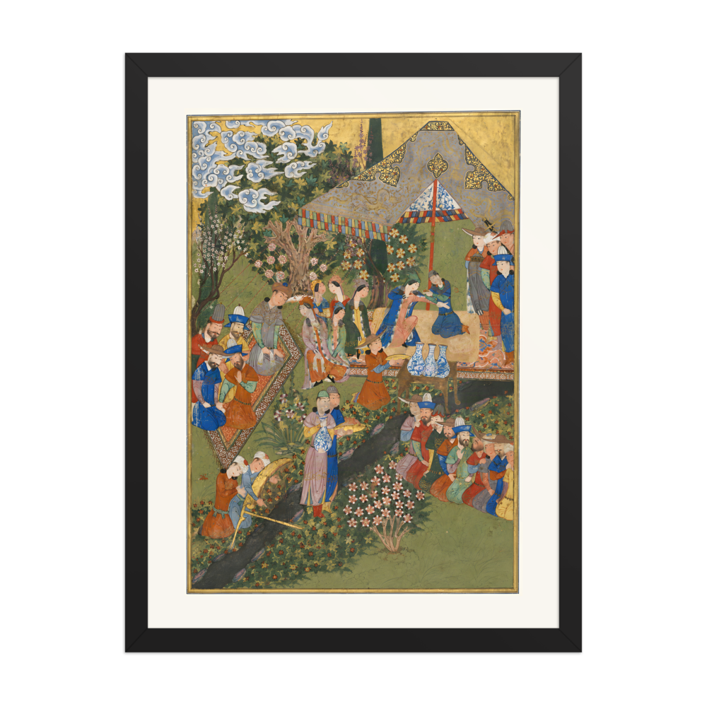 Royal Reception in a Landscape — Shiraz, 1444 (Right Panel) | Restored Persian Wall Art — view 4