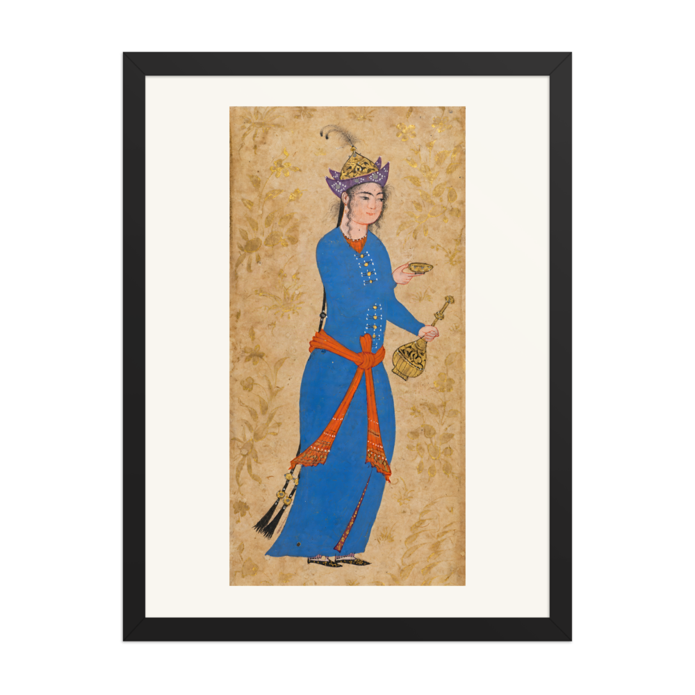 Princess with Wine Bottle and Cup — Safavid Iran | Restored Persian Wall Art — view 4