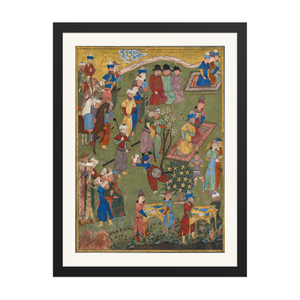 Royal Reception in a Landscape — Shiraz, 1444 (Left Panel) | Restored Persian Wall Art — view 4