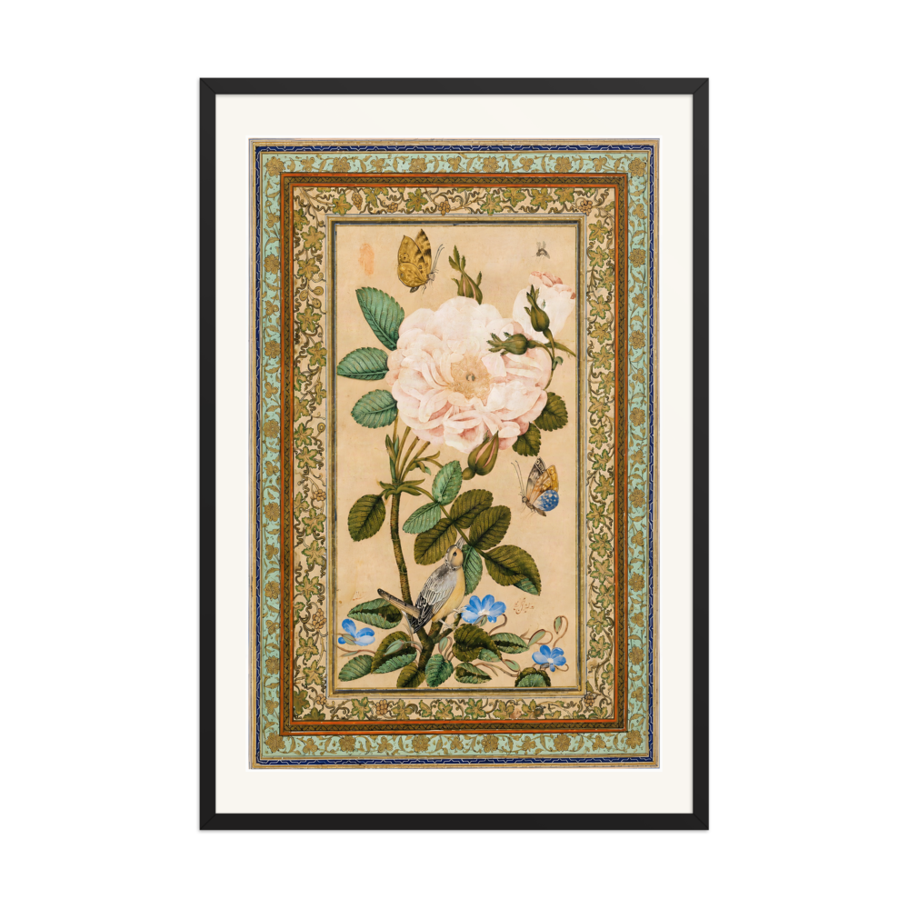 Gul-o Bulbul — A Bird in a Rose Bush | Restored Qajar Painting — view 7