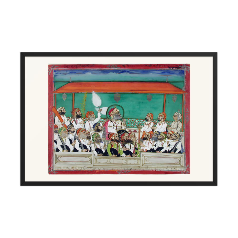 A Maharana Smoking His Hookah in Durbar — Restored Rajput Wall Art — view 8