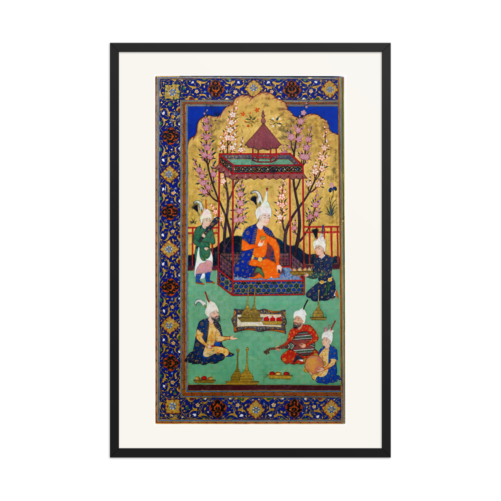 Prince in a Garden Courtyard — Tabriz, 1525 | Restored Persian Wall Art — view 7