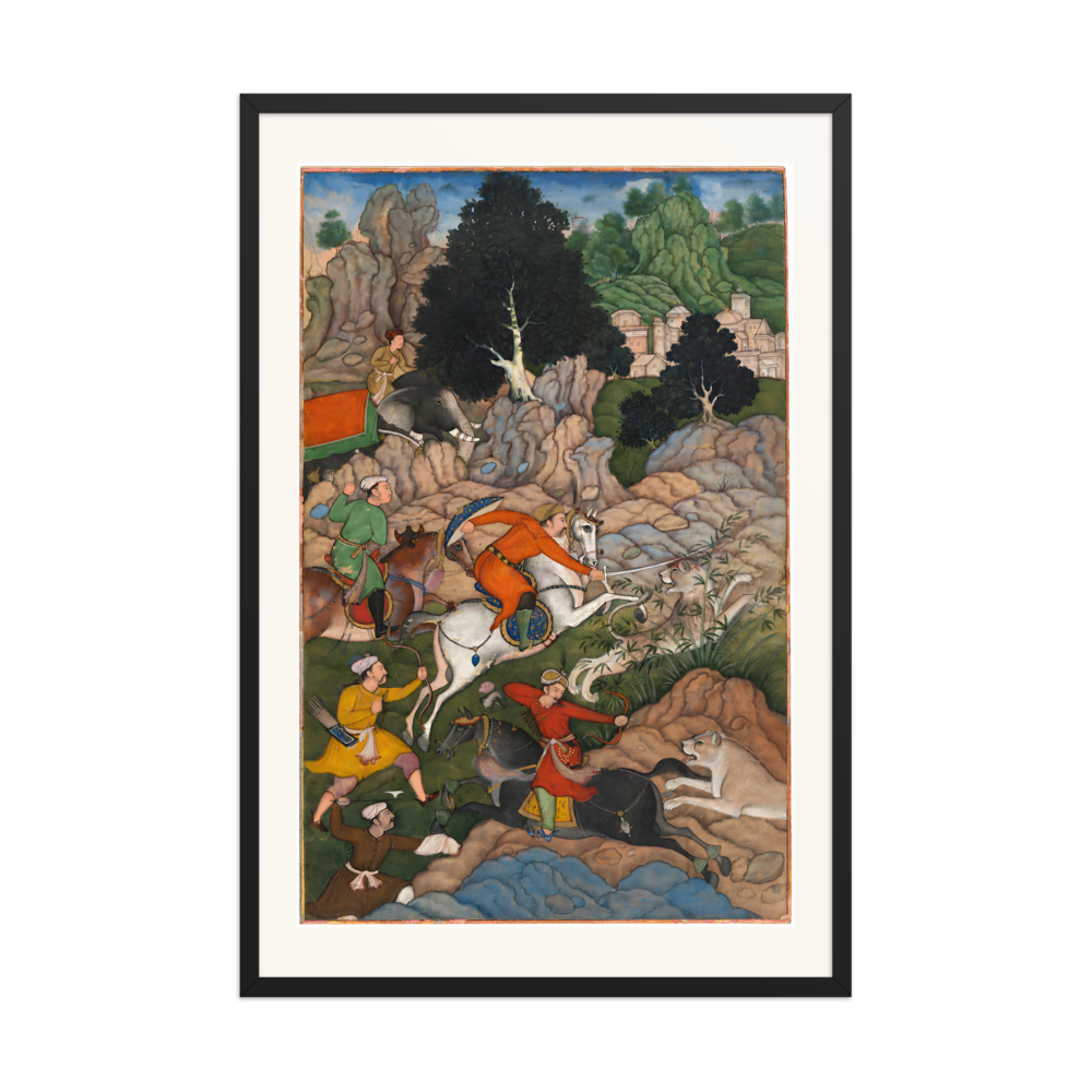 Akbar Hunting — Akbarnama | Restored Mughal Wall Art — view 7