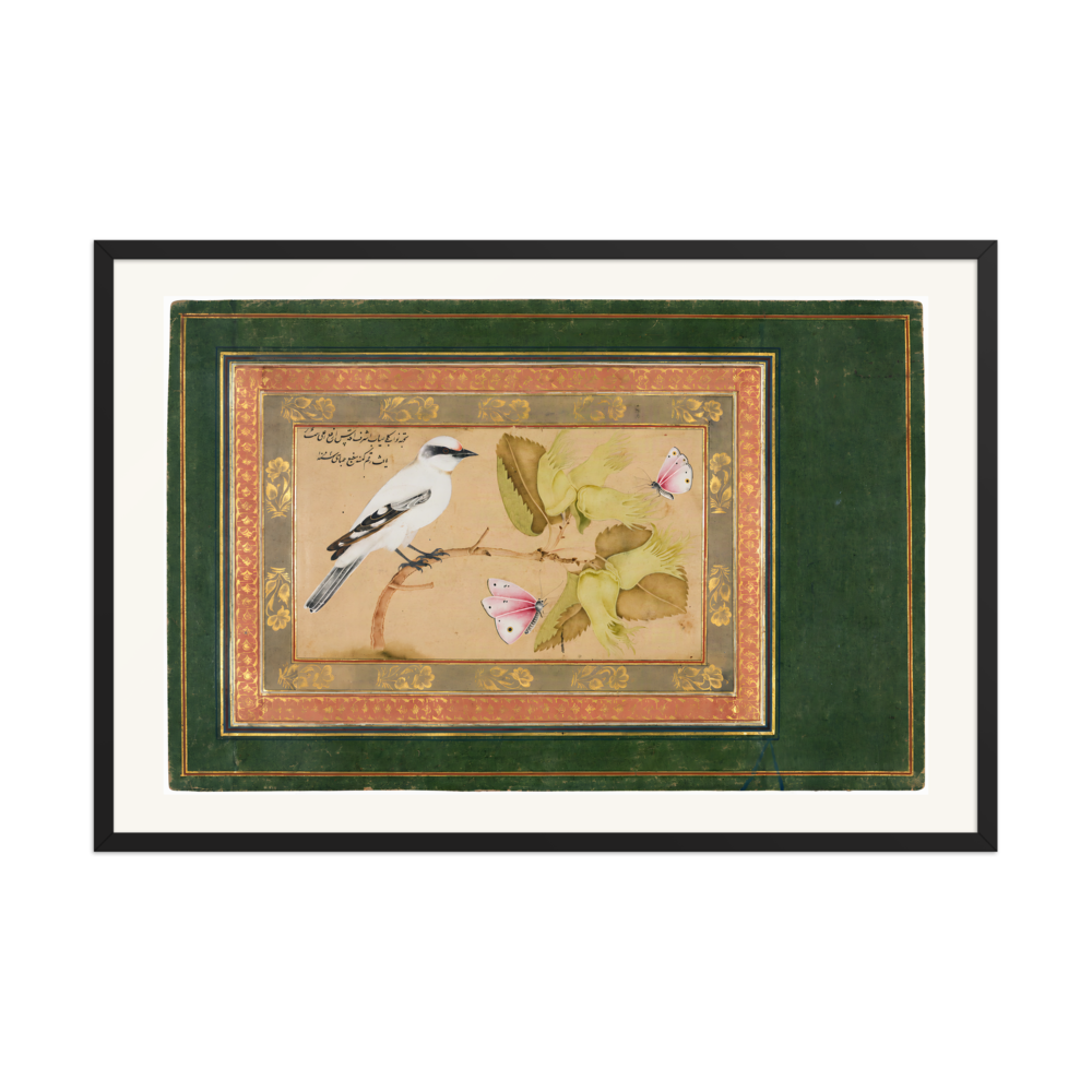 Bird on a Flowering Shrub — Isfahan, 1651 | Restored Persian Wall Art — view 7