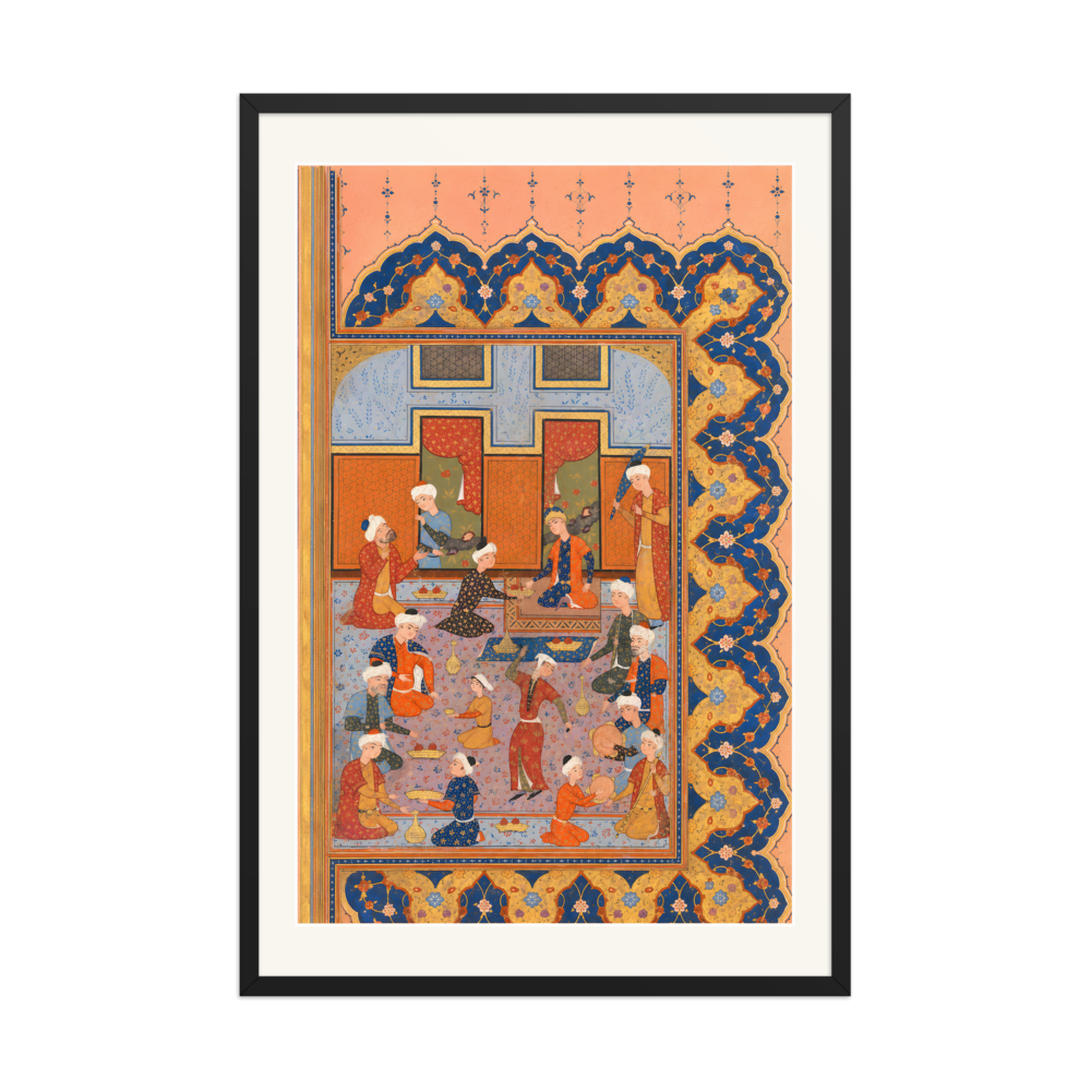 A Scene of Conviviality at Court — Divan of Mir 'Ali Shir | Restored Persian Wall Art — view 7
