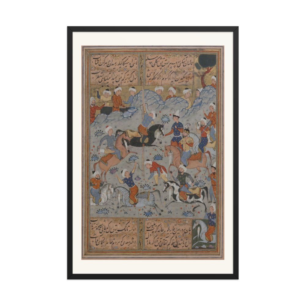 A Contest of Archery on Horseback — Safavid Divan | Restored Persian Wall Art — view 7