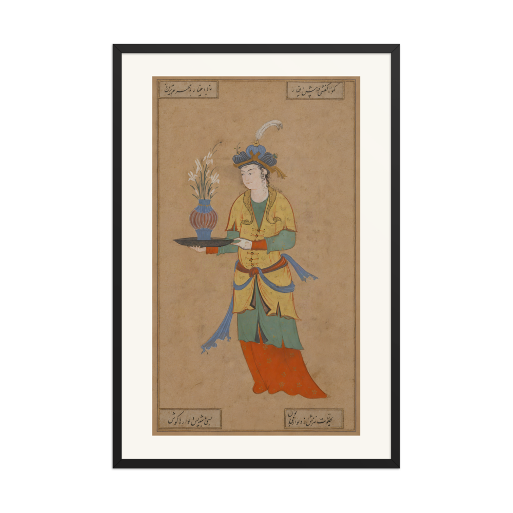 Woman with a Vase of Lilies — Safavid Iran | Restored Persian Wall Art — view 7